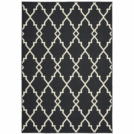 Palacedesigns 4 x 6 ft. Black & Ivory Trellis Indoor & Outdoor Area Rug PA2627917
